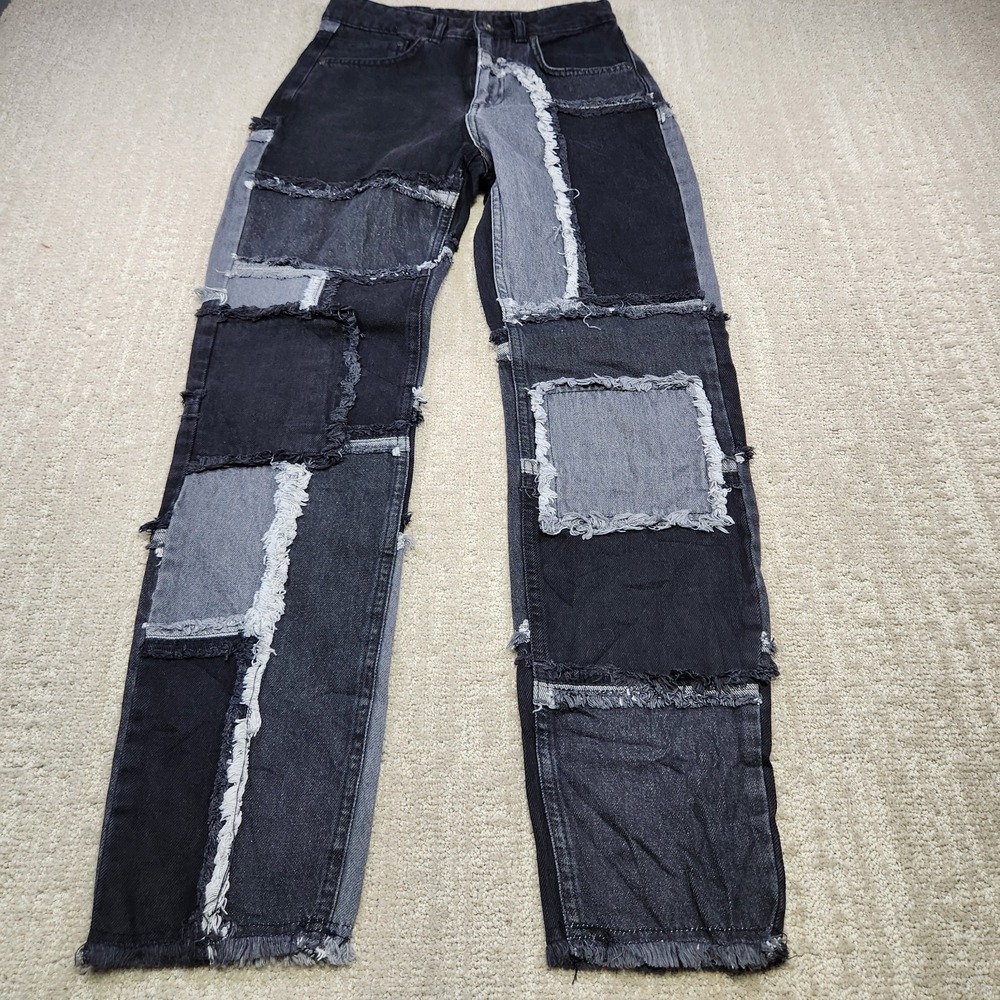 Ragged Jeans Women 26 Colorblock Frayed Patchwork Tapered Boho Anthropologie